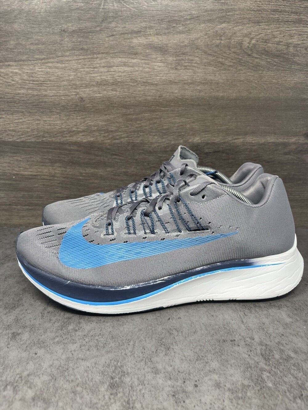 Nike Zoom Fly Mens Size 11.5 Gray Blue Running Shoes 880848-005 Athletic Trainer